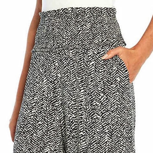 Three Dots Black Ivory Chevron Patterned High Waist Wide Leg Pants Women’s S - Picture 3 of 11